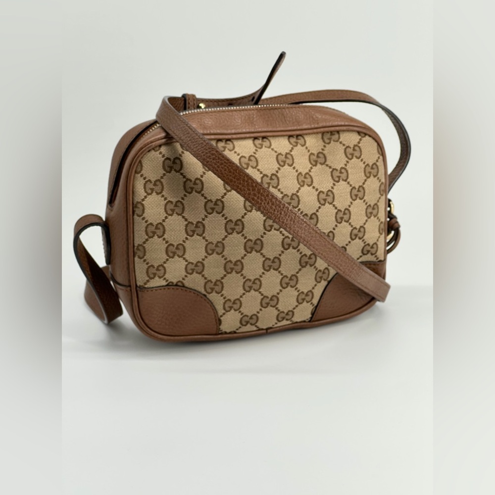 Gucci Monogram Small Bree Beige Canvas Camera Bag